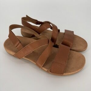 Vionic Raya‎ Sandals Women's 11 Brown Leather Comfort Strappy Walking Shoes